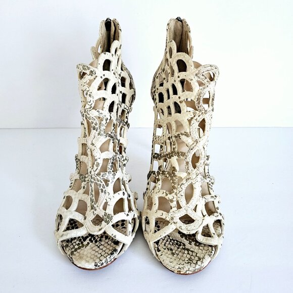 Vince Camuto Leather Snake Print Open Cage High Heel Sandal Zipper Sz 10~SH156.1 - Picture 2 of 9